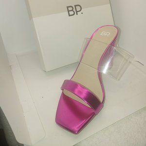 B.P. Sandals Pink Metallic Faux Leather
